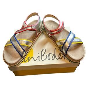 NEW Mini Boden Metallic Rainbow Leather Strappy Sandals Size 39 Women's 9